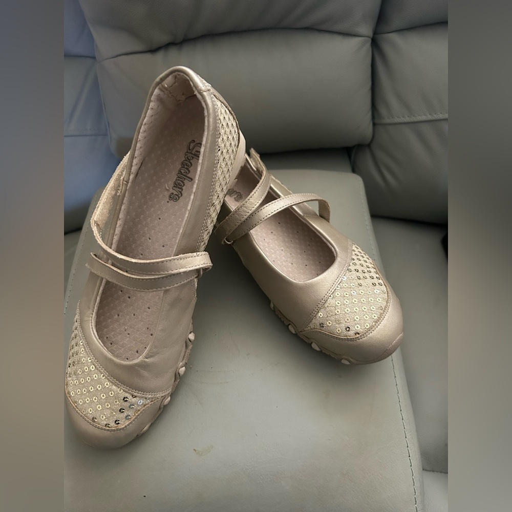 Skechers Gold Sequin Mary Jane Flats